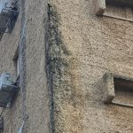 סימן ברור של נזילה ממרזב הבניין על הקיר2021-02-05